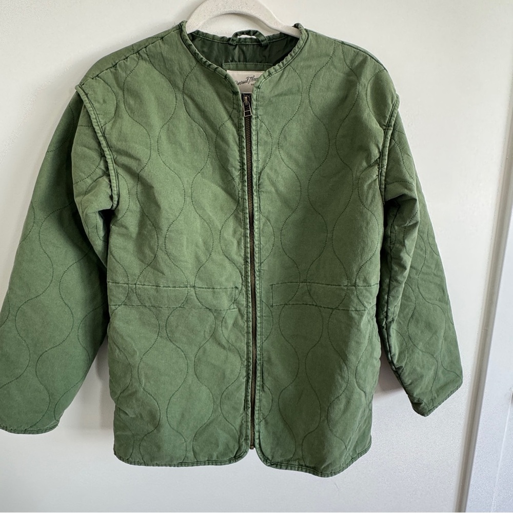 Universal Thread Women’s Quilted Army Green Cotton Full Zip Jacket